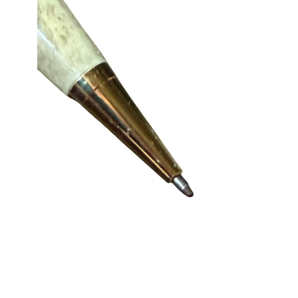 Handmade Deer Antler Ballpoint Pen Gold Tone Hardware Rustic Writing Gift